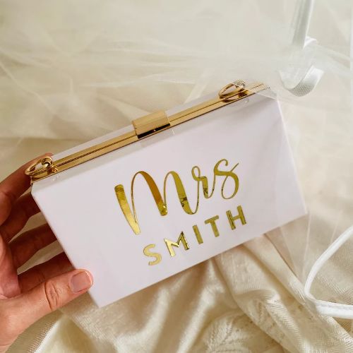 Personalised bride clutch bag