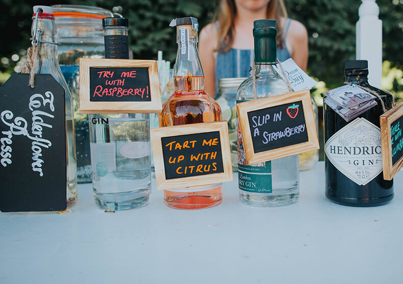 outside drinks for a summer party at Woodhall Manor