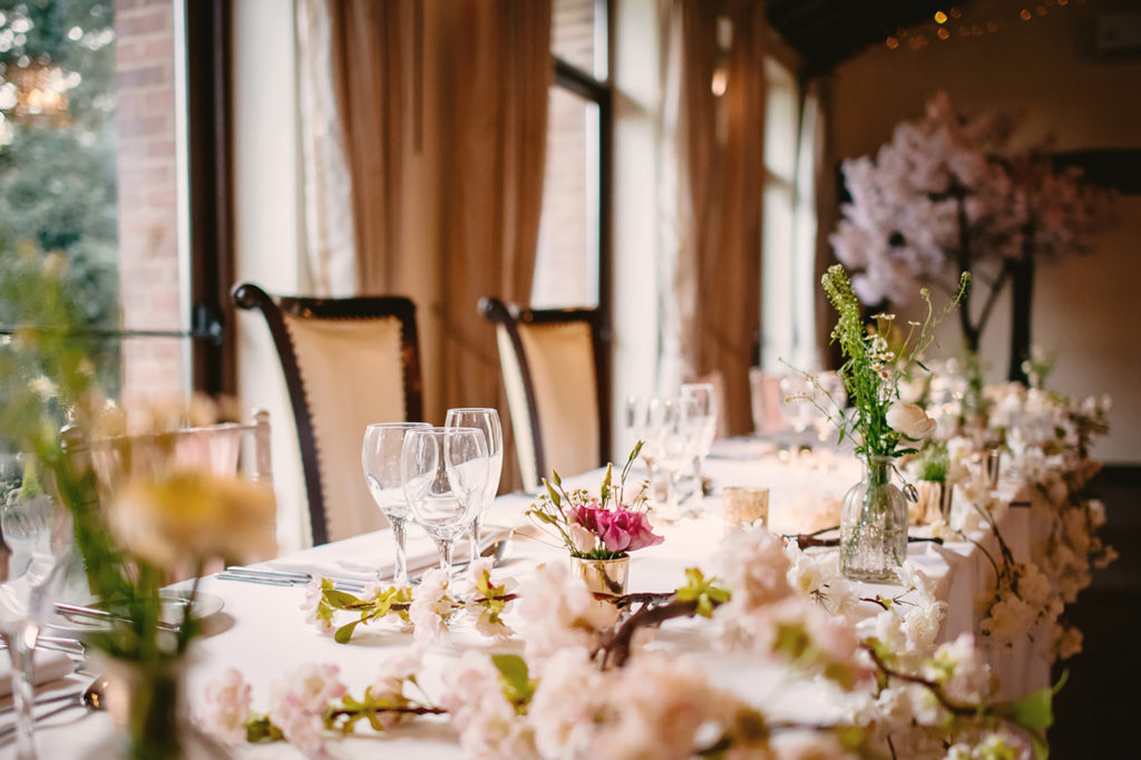 Secrets for planning a small intimate wedding woodhall manor table 1