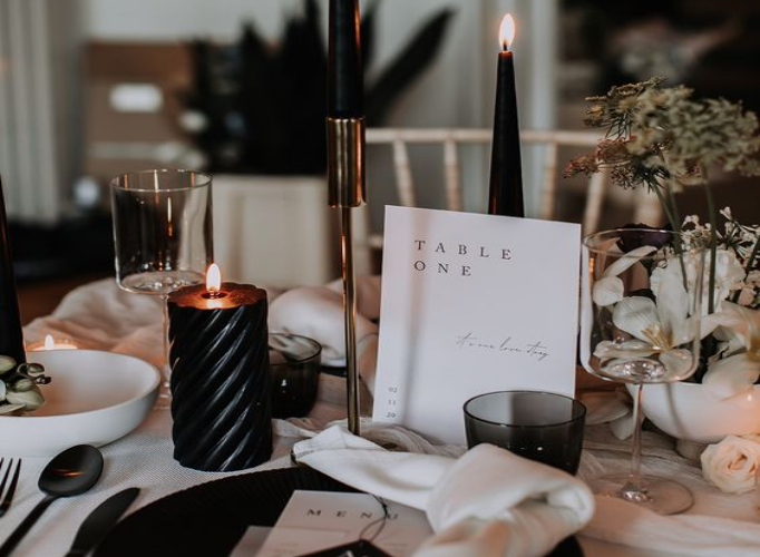 Monochrome wedding table decor