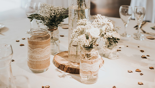 Rustic, vintage chic wedding reception table decor