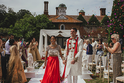 asian wedding outdoor ceremony at woodhall manor