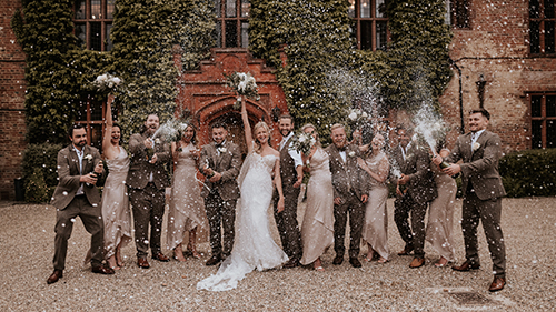 wedding party at woodhall manor