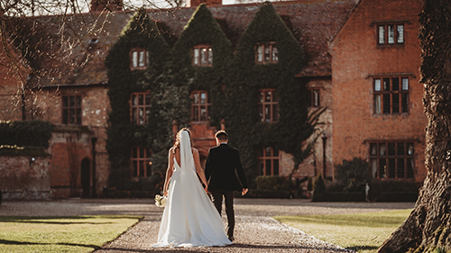 bride and groom at woodhall manor