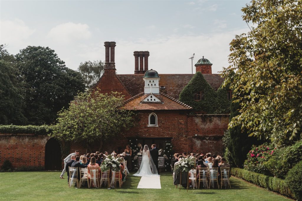 outdoor ceremony space at woodhall manor