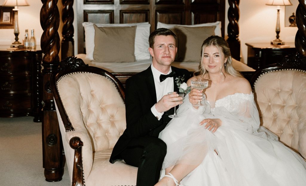 Bride & groom in bedrooms