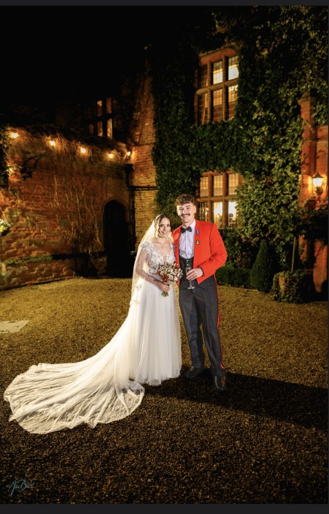 bride & groom woodhall manor